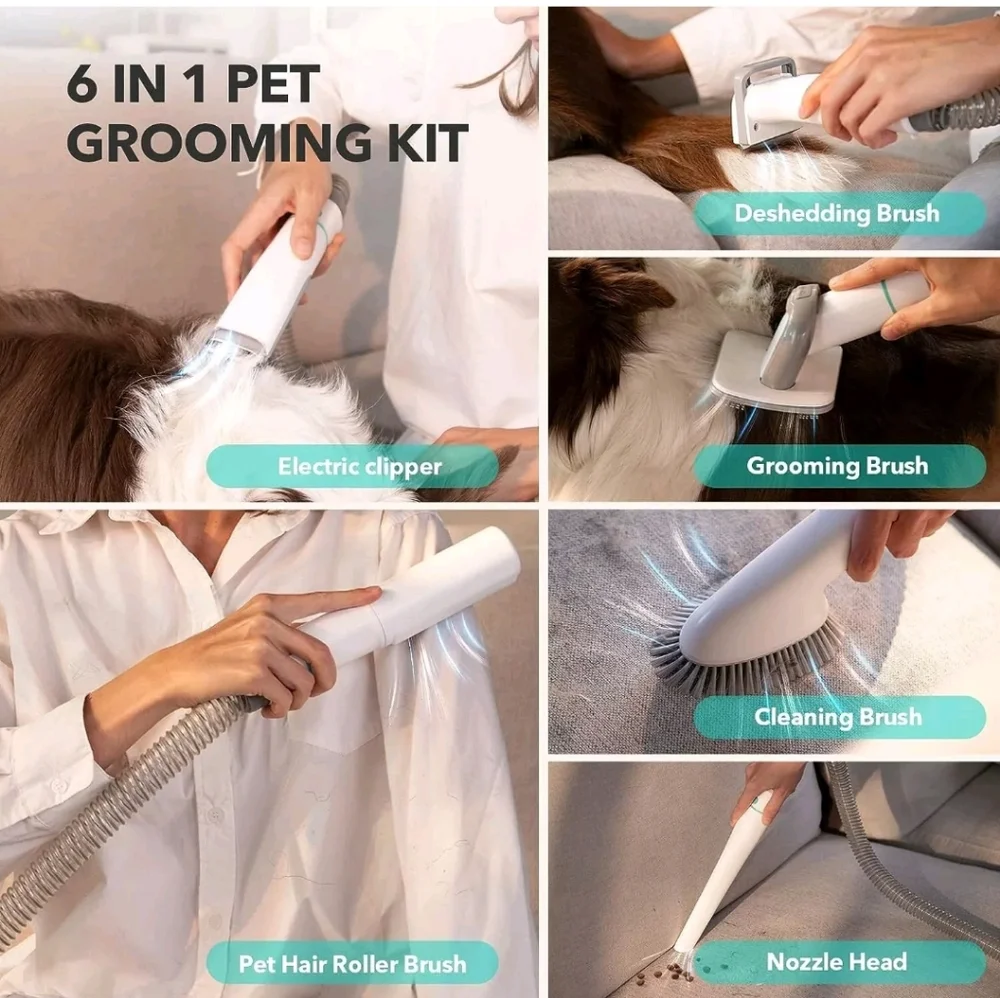 Dog Grooming Kit, 6 in 1 Professional Pet Hair Vacuum Pet Grooming Tools New